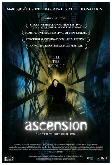 Affiche du long métrage fantastique "Ascension" écrit et réalisé par Karim Hussain en 2002.