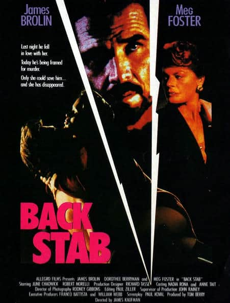 Affiche du suspense policier angloquébécois "Back Stab" (Jim Kaufman, 1990, Allegro Films)